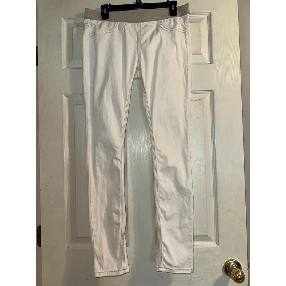 Free People White Skinny Pants With Tan Waistband And Thread Size 30w